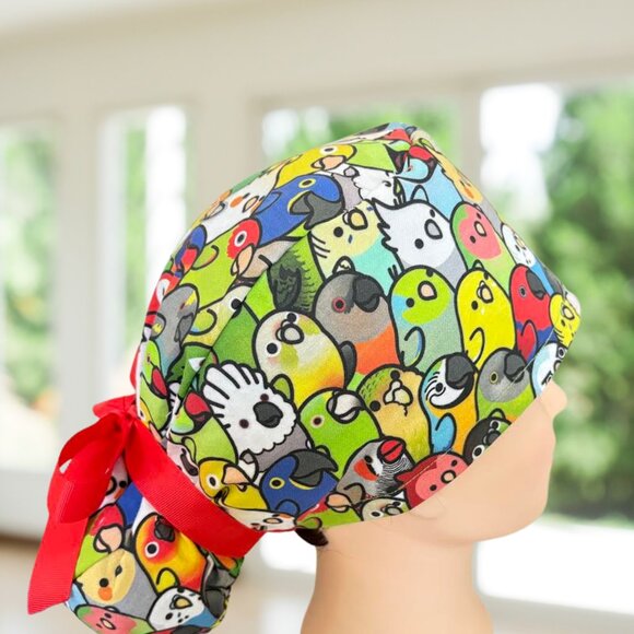 Premium EveryBirdy~ Ponytail Scrub Cap, Surgical Hat, OR, MC, RN, Cap, Gift. - Picture 4 of 5